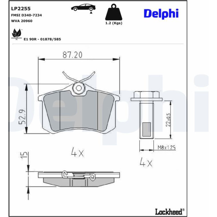 Delphi LP2255 Bremsbelagsatz, Scheibenbremse
