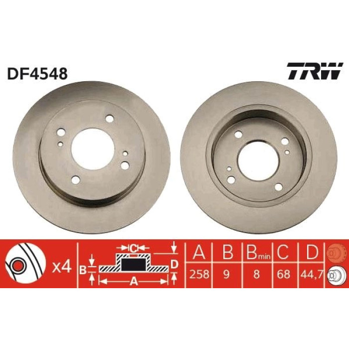 TRW DF4548 Bremsscheibe TRW DF4548 Bremsscheibe