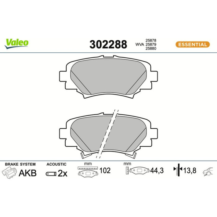 Valeo 302288 Bremsbelagsatz, Scheibenbremse ESSENTIAL Valeo 302288 Bremsbelagsatz, Scheibenbremse ESSENTIAL