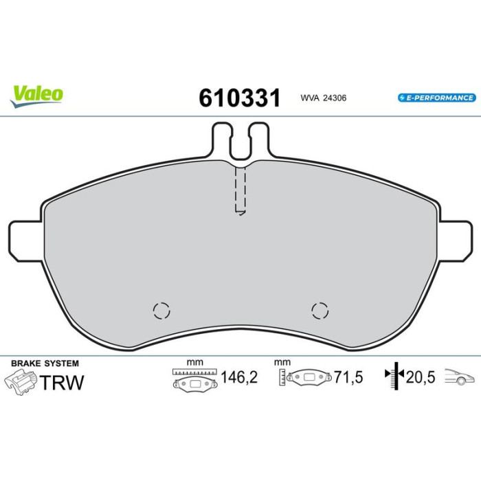 Valeo 610331 Bremsbelagsatz, Scheibenbremse E-PERFORMANCE Valeo 610331 Bremsbelagsatz, Scheibenbremse E-PERFORMANCE