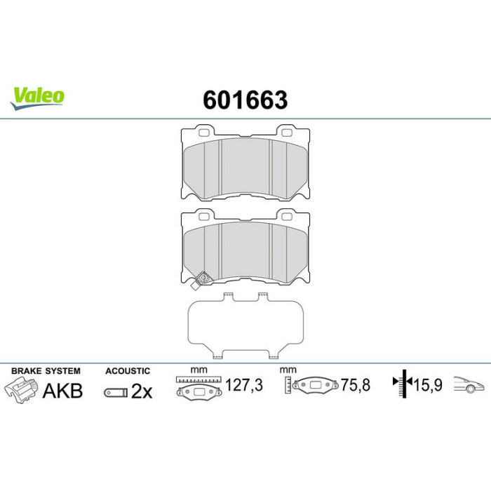 Valeo 601663 Bremsbelagsatz, Scheibenbremse