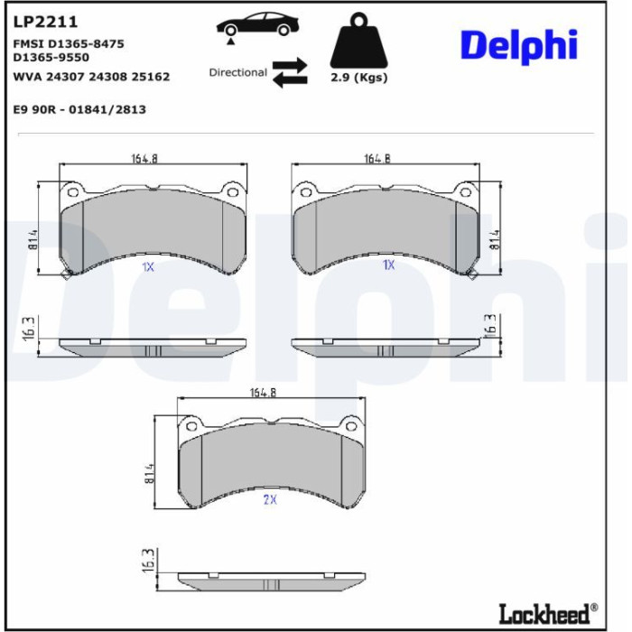 Delphi LP2211 Bremsbelagsatz, Scheibenbremse Delphi LP2211 Bremsbelagsatz, Scheibenbremse
