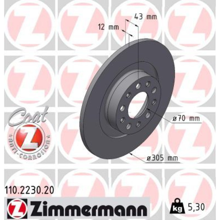 Zimmermann 110.2230.20 Bremsscheibe Coat Z Zimmermann 110.2230.20 Bremsscheibe Coat Z