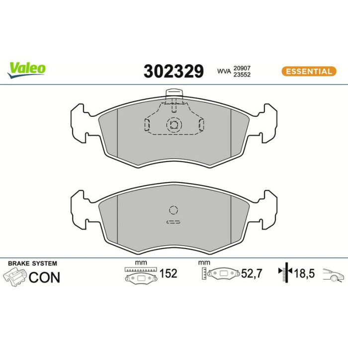 Valeo 302329 Bremsbelagsatz, Scheibenbremse ESSENTIAL