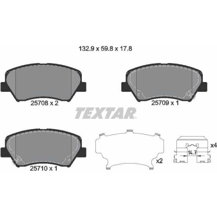 Textar 2570801 Bremsbelagsatz, Scheibenbremse Q+ Textar 2570801 Bremsbelagsatz, Scheibenbremse Q+