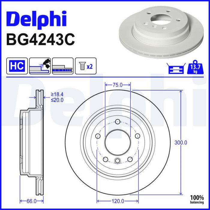 Delphi BG4243C Bremsscheibe Delphi BG4243C Bremsscheibe