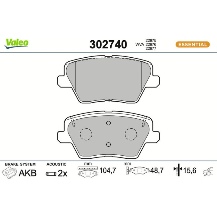 Valeo 302740 Bremsbelagsatz, Scheibenbremse ESSENTIAL Valeo 302740 Bremsbelagsatz, Scheibenbremse ESSENTIAL