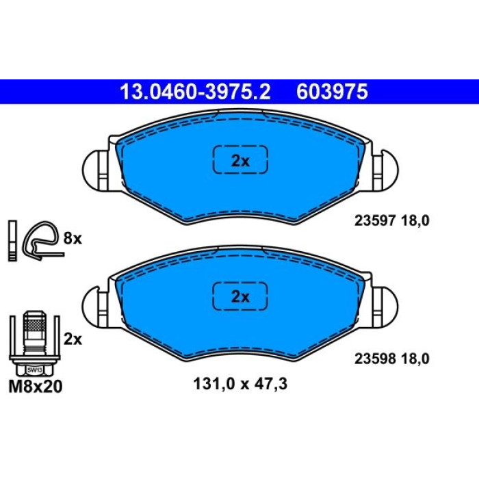 ATE 13.0460-3975.2 Bremsbelagsatz, Scheibenbremse