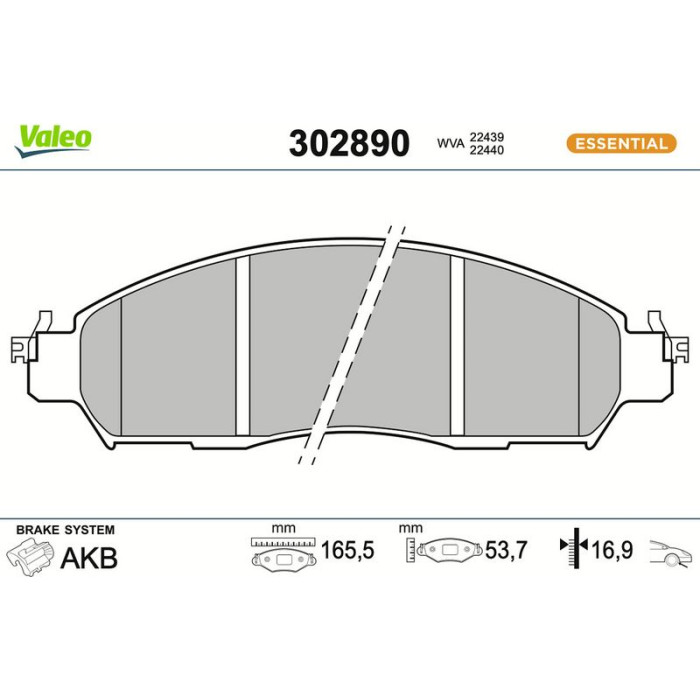Valeo 302890 Bremsbelagsatz, Scheibenbremse ESSENTIAL