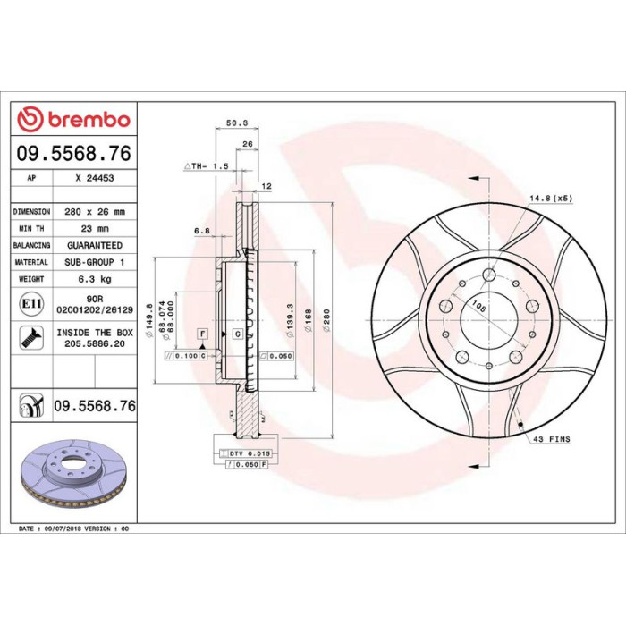 Brembo 09.5568.76 Bremsscheibe XTRA LINE - Max