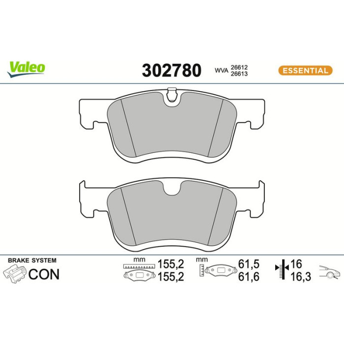 Valeo 302780 Bremsbelagsatz, Scheibenbremse ESSENTIAL Valeo 302780 Bremsbelagsatz, Scheibenbremse ESSENTIAL