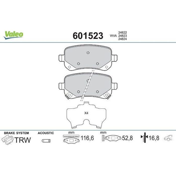 Valeo 601523 Bremsbelagsatz, Scheibenbremse Valeo 601523 Bremsbelagsatz, Scheibenbremse