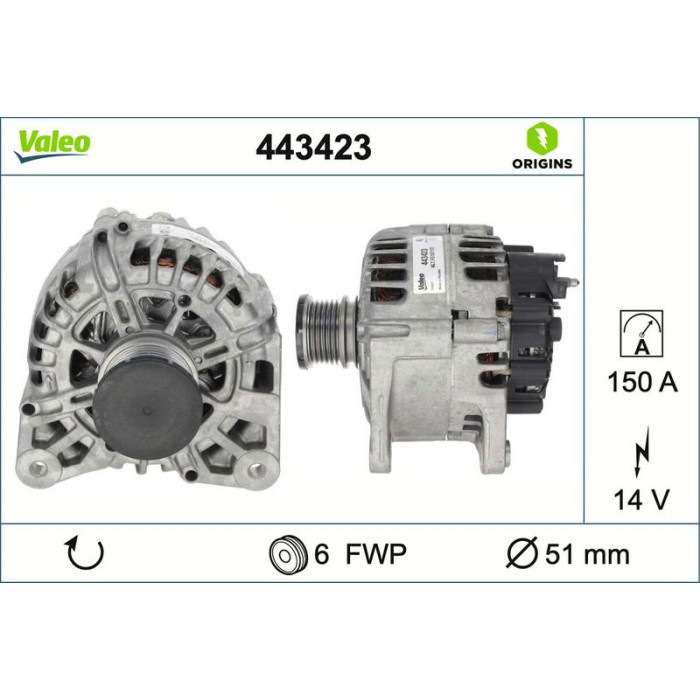 Valeo 443423 Generator ORIGINS Valeo 443423 Generator ORIGINS