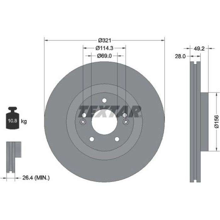 Textar 92242903 Bremsscheibe PRO Textar 92242903 Bremsscheibe PRO