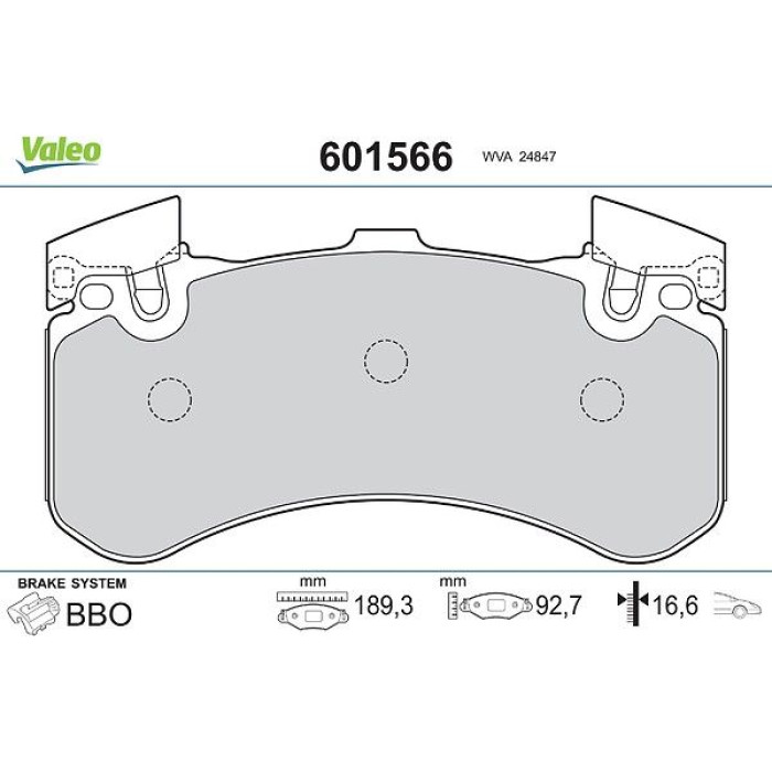 Valeo 601566 Bremsbelagsatz, Scheibenbremse Valeo 601566 Bremsbelagsatz, Scheibenbremse
