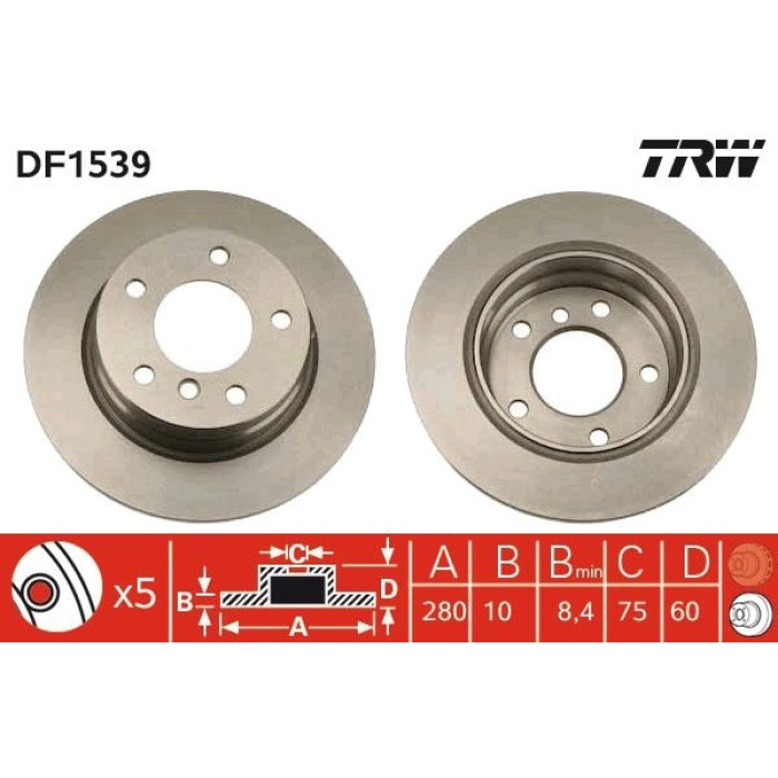 TRW DF1539 Bremsscheibe TRW DF1539 Bremsscheibe