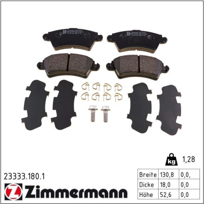 Zimmermann 23333.180.1 Bremsbelagsatz, Scheibenbremse Zimmermann 23333.180.1 Bremsbelagsatz, Scheibenbremse