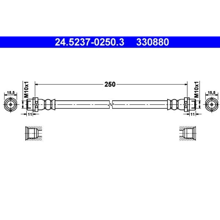 2x ATE 24.5237-0250.3 Bremsschlauch 2 x 2x ATE 24.5237-0250.3 Bremsschlauch 2 x