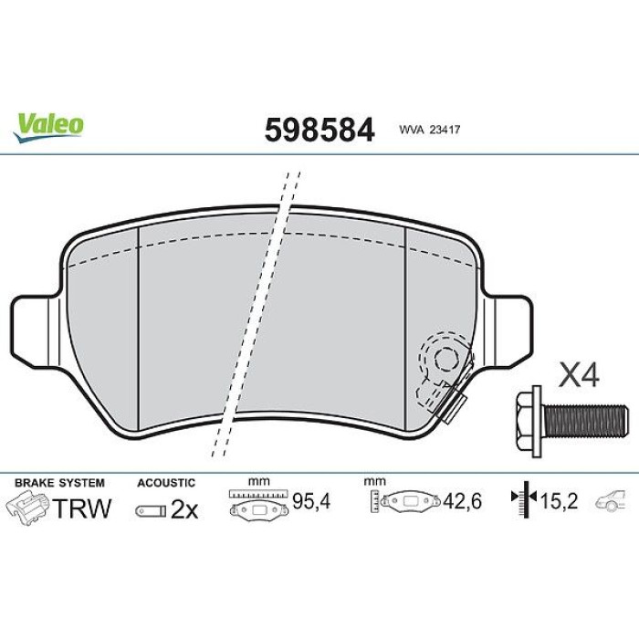 Valeo 598584 Bremsbelagsatz, Scheibenbremse Valeo 598584 Bremsbelagsatz, Scheibenbremse