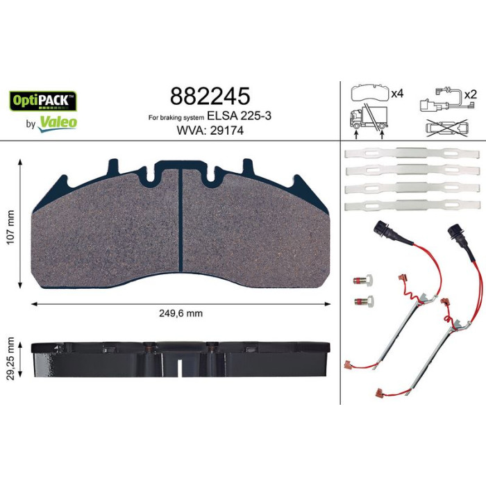 Valeo 882245 Bremsbelagsatz, Scheibenbremse OPTIPACK Valeo 882245 Bremsbelagsatz, Scheibenbremse OPTIPACK