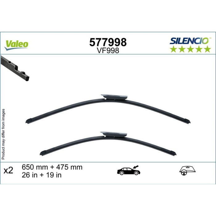 Valeo 577998 Wischblatt SILENCIO FLAT BLADE SET Valeo 577998 Wischblatt SILENCIO FLAT BLADE SET