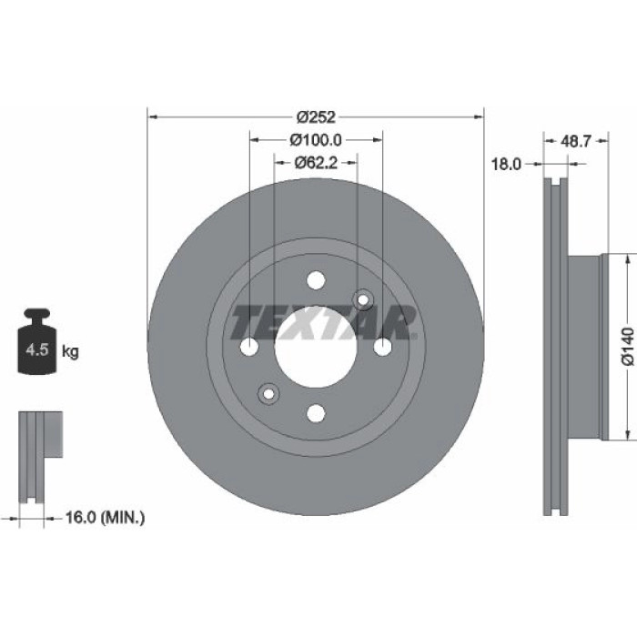 Textar 92196503 Bremsscheibe PRO Textar 92196503 Bremsscheibe PRO