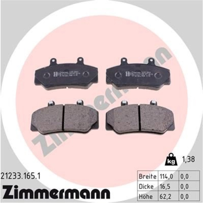 Zimmermann 21233.165.1 Bremsbelagsatz, Scheibenbremse Zimmermann 21233.165.1 Bremsbelagsatz, Scheibenbremse