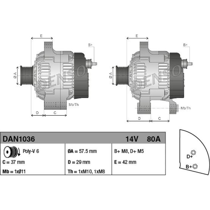 Denso DAN1036 Generator Denso DAN1036 Generator