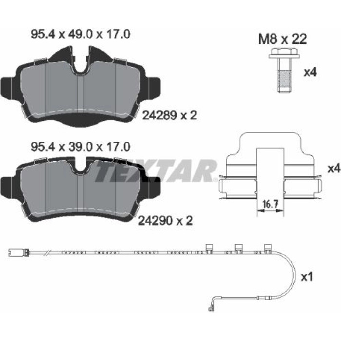 Textar 2428904 Bremsbelagsatz, Scheibenbremse Q+ Textar 2428904 Bremsbelagsatz, Scheibenbremse Q+