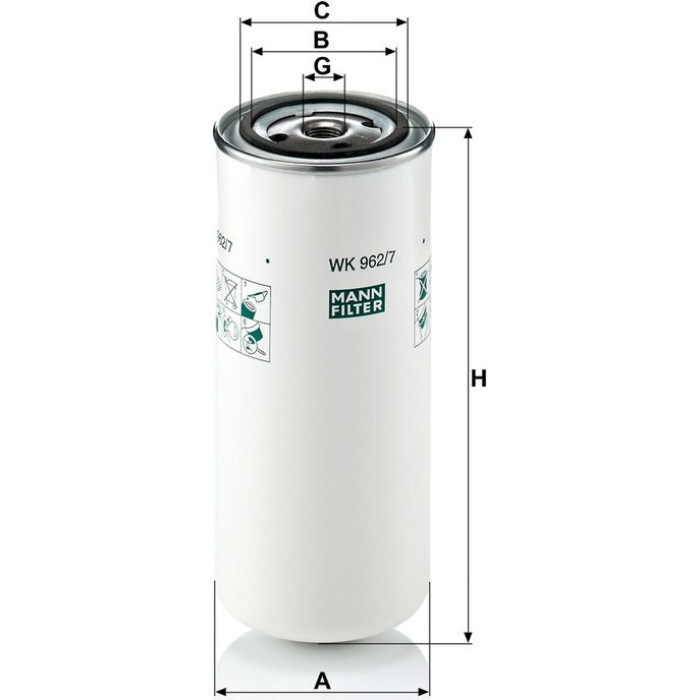 Mann-Filter WK 962/7 Kraftstofffilter Mann-Filter WK 962/7 Kraftstofffilter