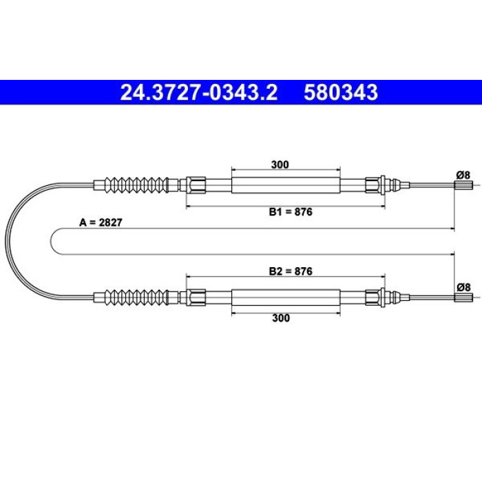 ATE 24.3727-0343.2 Seilzug, Feststellbremse ATE 24.3727-0343.2 Seilzug, Feststellbremse