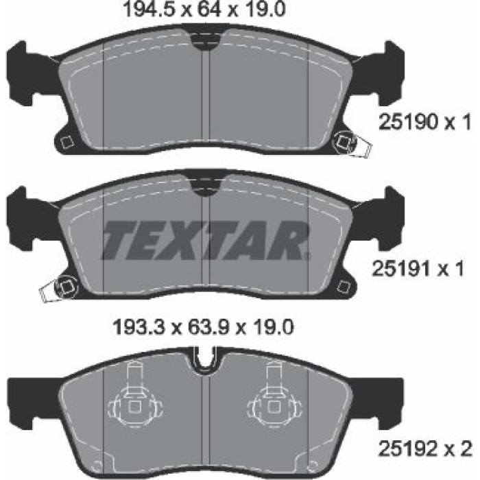 Textar 2519002 Bremsbelagsatz, Scheibenbremse Q+ Textar 2519002 Bremsbelagsatz, Scheibenbremse Q+