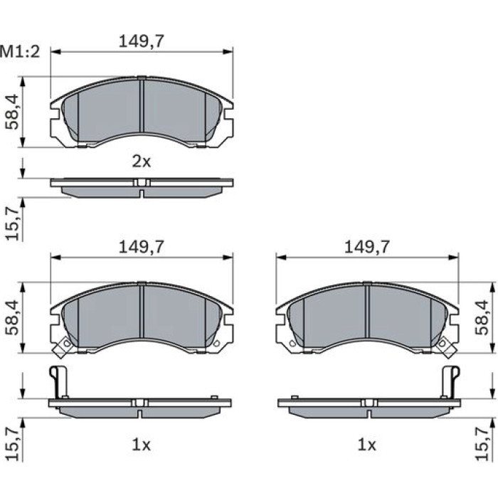 BOSCH 0 986 424 523 Bremsbelagsatz, Scheibenbremse