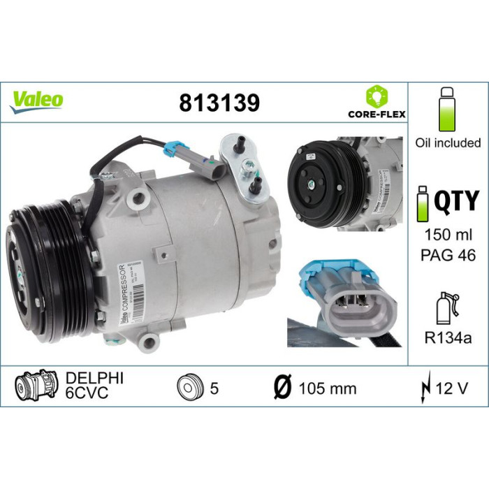 Valeo 813139 Kompressor, Klimaanlage CORE-FLEX Valeo 813139 Kompressor, Klimaanlage CORE-FLEX