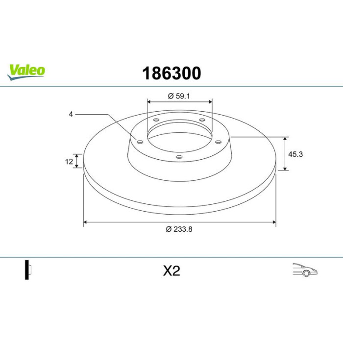 Valeo 186300 Bremsscheibe Valeo 186300 Bremsscheibe