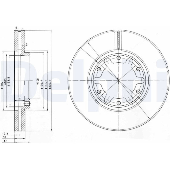 Delphi BG3817 Bremsscheibe Delphi BG3817 Bremsscheibe