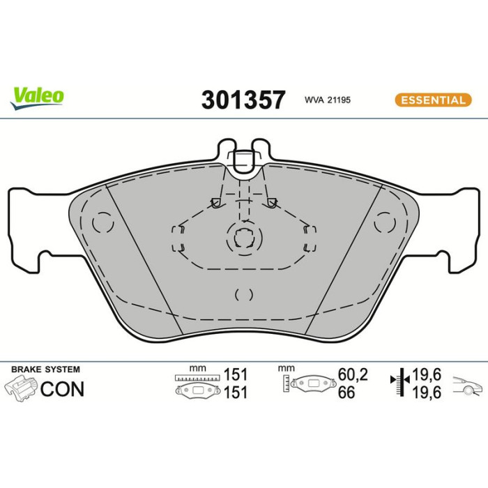 Valeo 301357 Bremsbelagsatz, Scheibenbremse ESSENTIAL