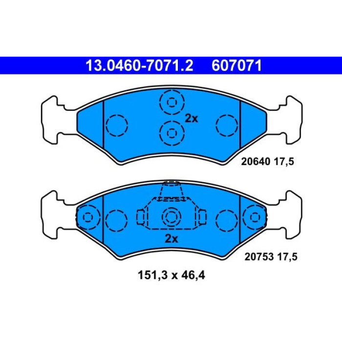 ATE 13.0460-7071.2 Bremsbelagsatz, Scheibenbremse ATE 13.0460-7071.2 Bremsbelagsatz, Scheibenbremse