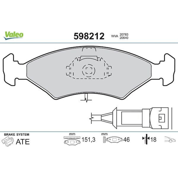 Valeo 598212 Bremsbelagsatz, Scheibenbremse Valeo 598212 Bremsbelagsatz, Scheibenbremse