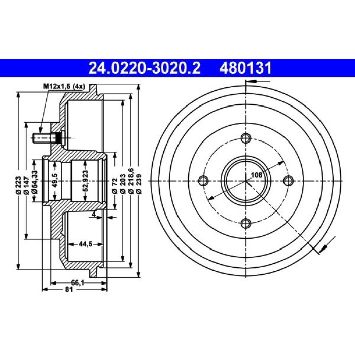 ATE 24.0220-3020.2 Bremstrommel ATE 24.0220-3020.2 Bremstrommel