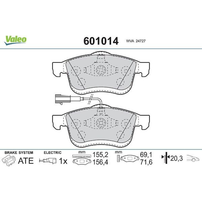 Valeo 601014 Bremsbelagsatz, Scheibenbremse Valeo 601014 Bremsbelagsatz, Scheibenbremse