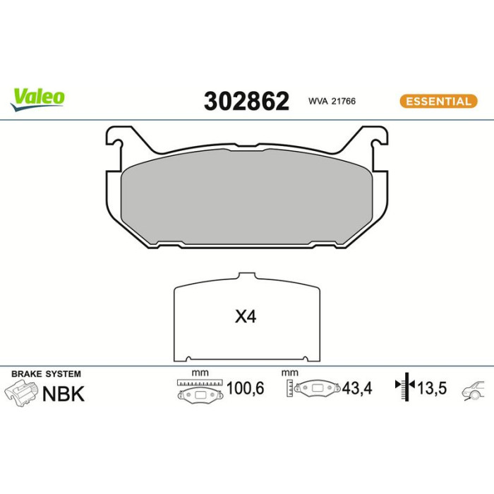 Valeo 302862 Bremsbelagsatz, Scheibenbremse ESSENTIAL