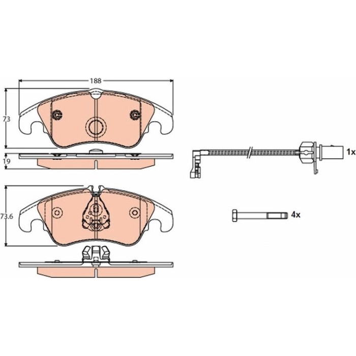 TRW COTEC GDB1768 Bremsbeläge inkl. Verschleißwarnkontakt, mit Bremssattelschrauben, mit Zubehör TRW COTEC GDB1768 Bremsbeläge inkl. Verschleißwarnkontakt, mit Bremssattelschrauben, mit Zubehör