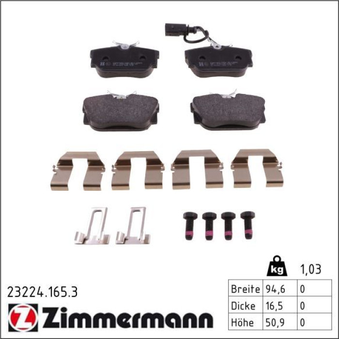 Zimmermann 23224.165.3 Bremsbelagsatz, Scheibenbremse
