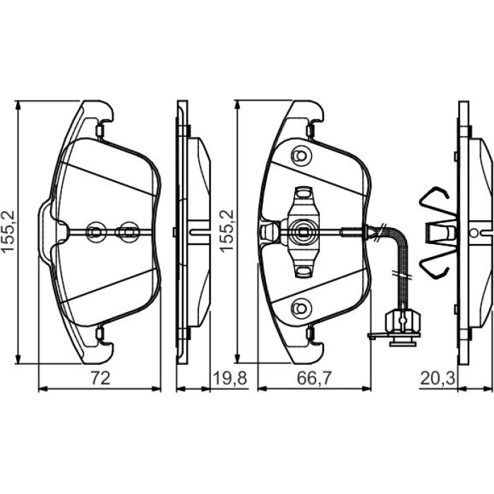 BOSCH 0 986 495 129 Bremsbelagsatz, Scheibenbremse BOSCH 0 986 495 129 Bremsbelagsatz, Scheibenbremse