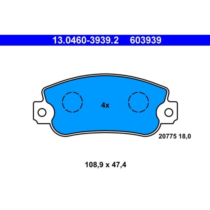 ATE 13.0460-3939.2 Bremsbelagsatz, Scheibenbremse ATE 13.0460-3939.2 Bremsbelagsatz, Scheibenbremse