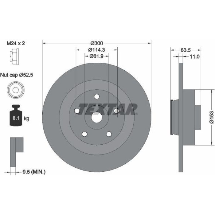 Textar 92233103 Bremsscheibe PRO Textar 92233103 Bremsscheibe PRO