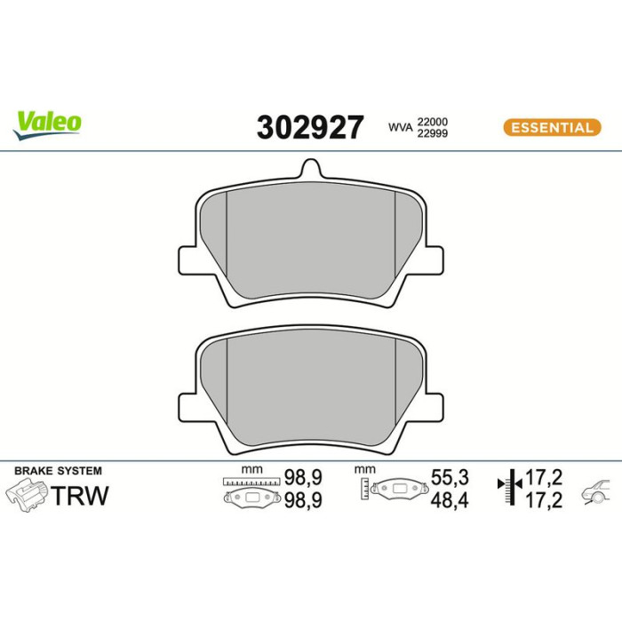 Valeo 302927 Bremsbelagsatz, Scheibenbremse ESSENTIAL