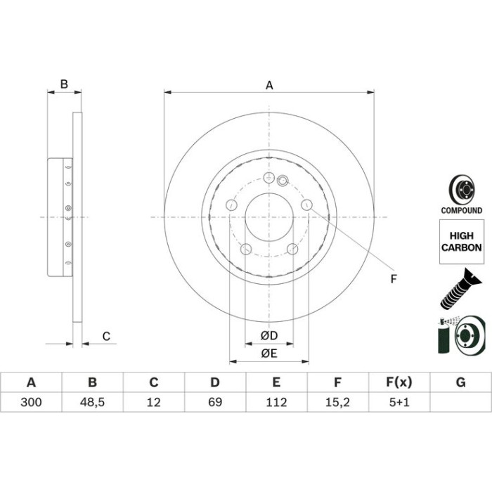BOSCH 0 986 479 H49 Bremsscheibe BOSCH 0 986 479 H49 Bremsscheibe