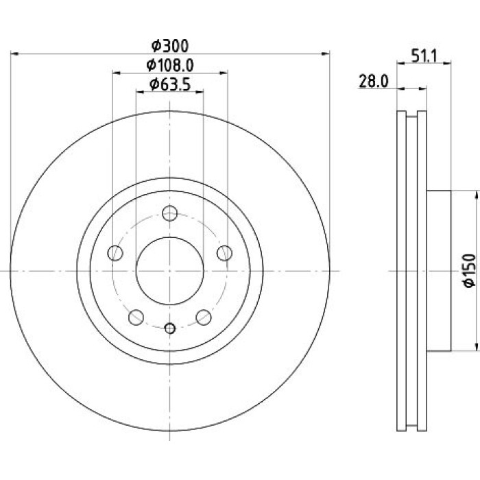 Hella 8DD 355 123-161 Bremsscheibe PRO